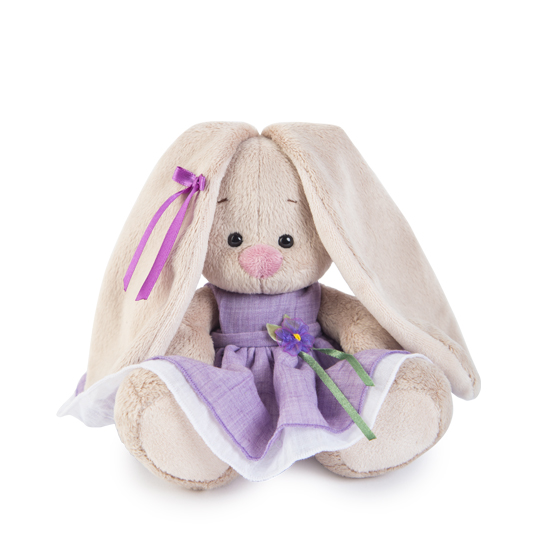 Мягкая игрушка Зайка Ми в фиолетовом платье с цветочком малыш